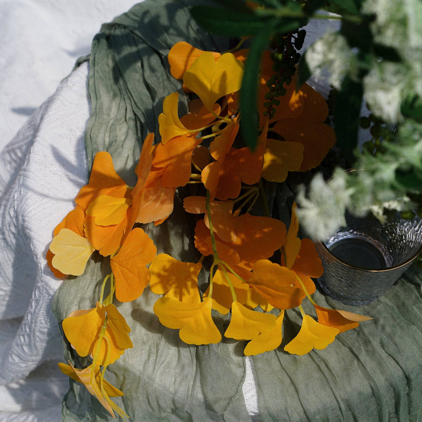 4-Fork Long-Branch Ginkgo Leaf - Yellow 4叉长枝银杏叶-黄