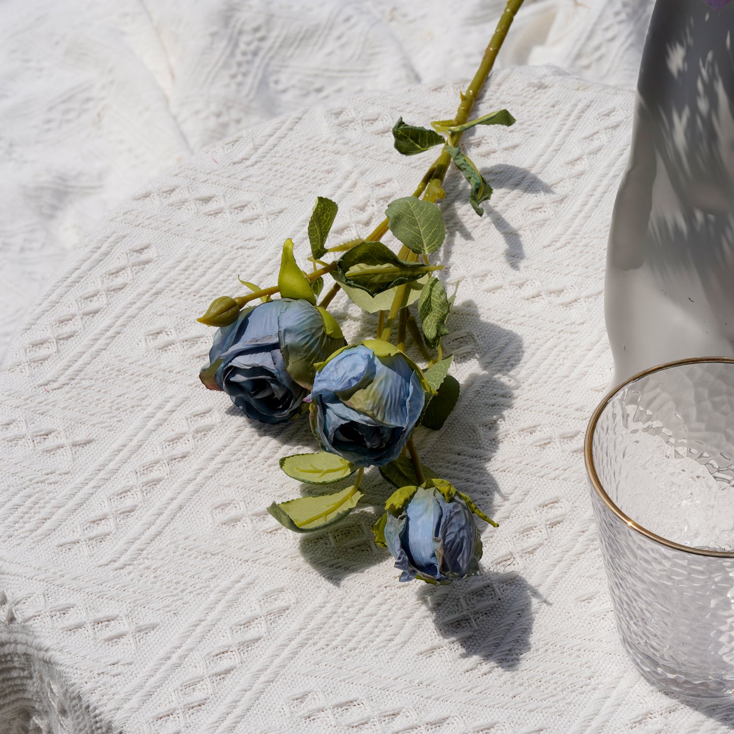 3 stems of Austin Burnt Edge Rose - Blue3头奥斯汀焦边玫瑰-蓝色