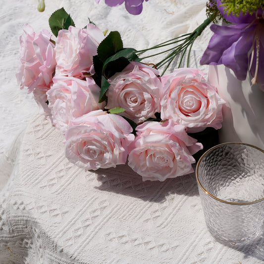 9 stems of Curled Edge Rose - Light Pink9头卷边玫瑰-浅粉