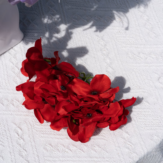 Red Fleece Flower Head毛布绣球花头-红色
